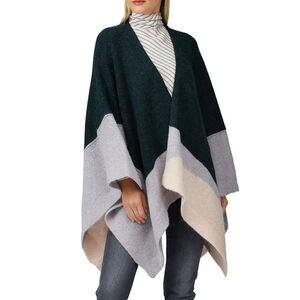 ELK Poncho Sweater Wool Alpaca Colorblock One Size Shawl